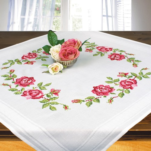 Kit tovaglia rose per ricamo - kit,
